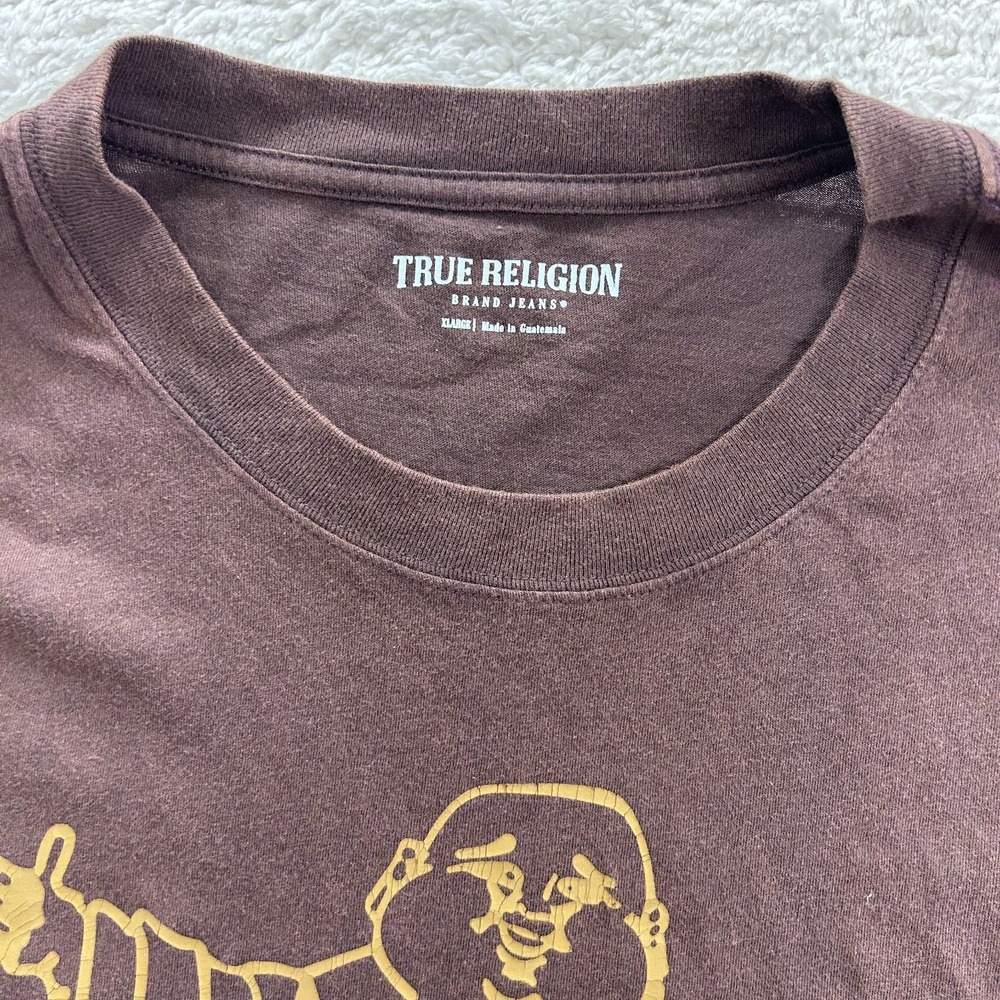 True Religion Men's XL Crackle Vintage Tee Coffee Bean - Picture 5 of 11